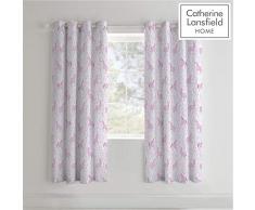 Catherine Lansfield Linge de lit Rideaux Motif Licornes Rose, Tissu, Rose, 27 x 3 x 37 cm