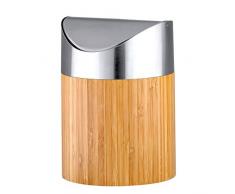 axentia 116809 Poubelle, Bambou/argenté, ca. 12 x 12 x 17,5 cm