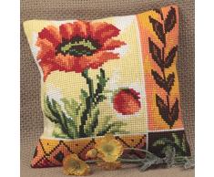 Collection Dart CD5015 Collection dArt 40 x 40 cm New Poppy Kit Point de Croix Coussin, Coton, Multicolore, 33 x 3,2 x 24,9 cm