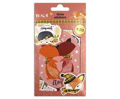 Toga Foxy Stickers Renard, Orange et Vert, taille unique