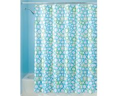 InterDesign Ringo rideau de douche textile, rideau impermÃ©able 183,0 cm x 183,0 cm avec motif cercle, en polyester, bleu/vert