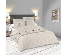 Lovely Casa Francine Housse DE Couette 260X240 CM + 2 TAIES 63X63 CM, Coton, Gris