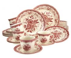 Creatable, 19427, Victorian Pink, Service de Table 30 piéces, Porcelaine, Multicolore, 40 x 32,5 x 32,5 cm