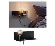 Paulmann 78920 Applique Devara avec étagère max. 40 watts Lampe de lecture murale Noir Liseuse Métal, lampe murale E27