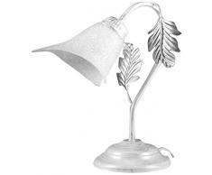 ONLI - Lampe Ã chevet en mÃ©tal blanc avec nuances argent. Abat-jour en verre blanc satinÃ©