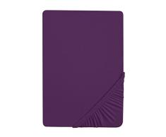Castell 77113/353/041 Drap Housse en Jersey Stretch pour un Lit Violet Foncé 140 x 200 cm à 160 x 200 cm