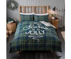 Sleepdown Parure de lit en Polycoton Motif Tartan Vert King Size