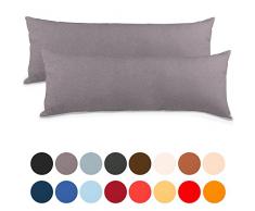 aqua-textil Classic Line Housse de Coussin Lot de 2 Fermeture Ãclair Coton 40 x 145 cm Gris foncÃ©