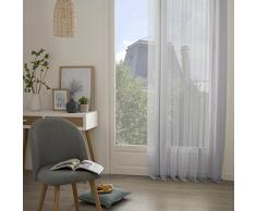HomeMaison Voilage Fin Uni à Oeillets, Polyester, Gris, 240x135 cm