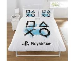 Sony Playstation Parure de lit, Polycoton, Blanc, Double
