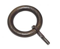 GARDINIA Anneaux de rideau pour tringles Ã rideaux avec Ã 28 mm, Inclus patin crochet plissÃ©, Paquet de 10s, Largeur 9 mm, Set Lugano, Bois (HÃªtre), Couleur: Colonial