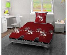 Soleil docre OrchidÃ©e Parure Housse de Couette, Coton, Rouge, 140x200 cm