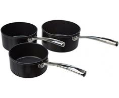 Aubecq A820000 Lot de 3 casseroles 16-18-20 cm Alu Forgé, Aluminium, Noir, 20 cm