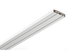 GARDINIA Kit de Tringle à Rideaux - Kit complet avec tringle à 2 rails intérieurs - Kit de montage inclus - 120 cm - Blanc