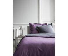Parure HC4 Percale Bicolore TODAY Premium (Housse de Couette 220/240 + 2 Taies 75/75) - 100% coton - Canon de fusil / Figue