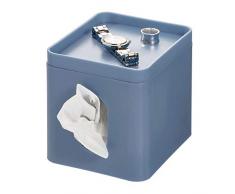 iDesign Boîte à Mouchoirs, Petite Boîte Mouchoirs en Plastique, Accessoire Salle de Bain avec Support pour maquillage et Bijoux, Bleu