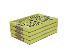 Keeeper 4x Casiers Pliants Professionnels avec PoignÃ©es Souples, 54 x 37 x 28 cm, 45 l, Ben, Vert/Taupe