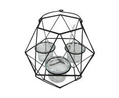 HOMEA 5BGD133NR Photophore Geometrik, MÃ©tal, Noir, 20 x 17,5 x 27 cm