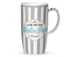 H:)PPYlife Il ny a quune Meilleure Impression de Papa Mon Tasse Cadeau avec Relief Mat, 50Â cl, Porcelaine, Gris Clair, 8,5Â cm cm