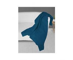 Soleil docre Adele Plaid, jetÃ© de fauteuil, Polycoton, Bleu, 140 x 200 cm