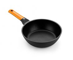 BRA Efficient Orange Poêle Honda 24 cm, aluminium moulé sous pression avec revêtement antiadhésif Platinum Plus, compatible avec tous les types de cuisinières y compris linduction, sans PFOA