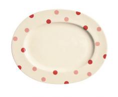 Red Spot Porte - 27 x 34 cm-Plat Ovale en faÃ¯ence Rouge/crÃ¨me