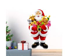 Stickers adhésifs Noël | Sticker Autocollant Le Père Noël apporte Les Cadeaux - Décoration Murale fêtes de Noël | 70 x 40 cm