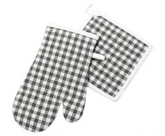 Soleil docre Manique et Gant de Cuisine Vichy Gris, Coton, 15x21