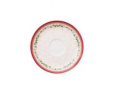 Villeroy & Boch Winter Bakery Delight Sous-tasse, 18 cm, Porcelaine Premium, Blanc/Rouge