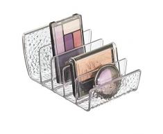 iDesign rangement maquillage, petite boîte de rangement en plastique pour maquillage avec 5 compartiments, bac de rangement vertical pour poudres, fards ou vernis, transparent
