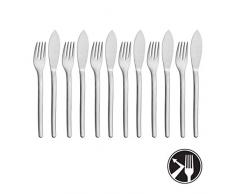 WMF 1122356336 Lot de 12 Couverts à Poisson, Acier Inoxydable, Argent, 43,5 x 27 x 5,5 cm