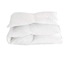 Downcy - Couette en duvet naturel blanc, avec housse 100 % coton, 225 x 220 cm