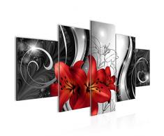 Tableau decoration murale Lys de Fleurs 200 x 100 cm - XXL Impression sur Toile Salon Appartment 5 Parties - prêt à accrocher - 208451c