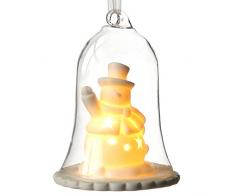 WeRChristmas Bonhomme de Neige Lanterne DÃ©coration de NoÃ«l, Verre, 10Â cmÂ âÂ Blanc