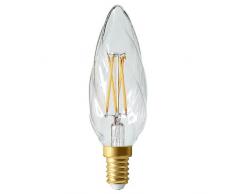 Girard Sudron 713209-LED Ampoule Flamme TorsadÃ©e F6 LED Filament E14 (SES Petit Culot Ã Vis Edison) Transparent, Blanc Chaud, 610 Lumens, 5 W