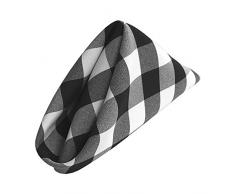 La Lin Lot de 10Â Vichy Ã Carreaux 18Â x 45,7Â cm Serviettes de Table, Polyester, Blanc/Noir, 45.72 x 45.72 x 0.04 cm