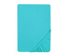 Biberna 77866/261/322 Drap Housse en Jersey Stretch pour un Lit Turquoise 180 x 200 cm Ã 200 x 220 cm