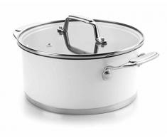 Lacor 43028 cocotte avec couvercle en verre 28 cm, blanc