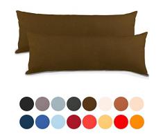 aqua-textil Classic Line Housse de Coussin Lot de 2 Fermeture Ãclair Coton 40 x 145 cm Marron foncé