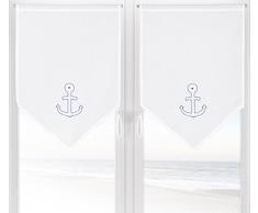 Linder 0323/40/64510/433/040x055 Voilage Vitrage Motif Ancre Polyester Bleu 40 x 55 cm