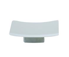 MSV 140744 Porte Savon ceramique INOX mahe, Acier Inoxydable/Grès, Blanc Mat