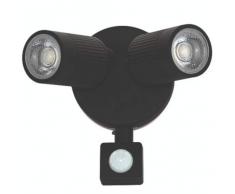 Luceco Applique murale LED double PIR 720LM 10W IP65 4000K Noir