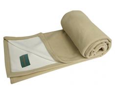 Plaid reversible microfibre double face - 100% polyester - OURSON - Sol/ Ecru - 130 x 170