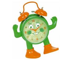 Technoline Reveil de Quartz Super Silencieux Ticki Tack, Vert/Orange