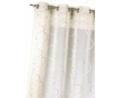 HomeMaison Voilage en Ã©tamine brodÃ©e et Fantaisie, 100% PolyesterÂ , Beige
