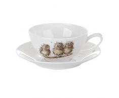 Hiboux par Royal Worcester Wrendale Tasse Ã Cappuccino et Soucoupe, Lot de 1