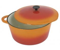 Crealys 501605, COCOTTE Grand Chef ronde en fonte émaillée 9 litres - Extérieur orange et intérieur blanc - toutes sources de chaleur y compris induction