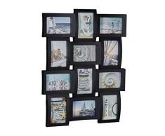 Relaxdays Cadre photos pêle-mêle 12 photos Galerie mur cadre mural HxlxP: 60,5 x 47,5 x 3,5 cm, noir