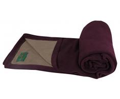 Plaid reversible microfibre double face - 100% polyester - OURSON - Liedevin/Bordeaux - 130 x 170