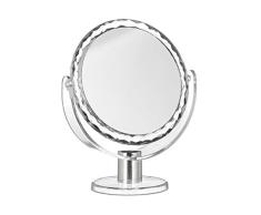 Relaxdays Miroir de maquillage grossissant Ã poser miroir rond pivotant sur pied HxlxP: 23 x 19 x 10 cm, transparent